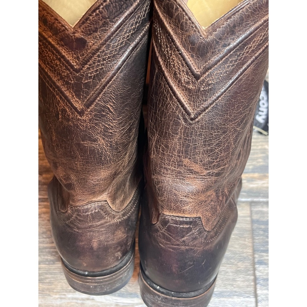 JRC & Sons Mens Brown Distressed Leather Western Roper Cowboy Boots Size 9 EE - Picture 9 of 15